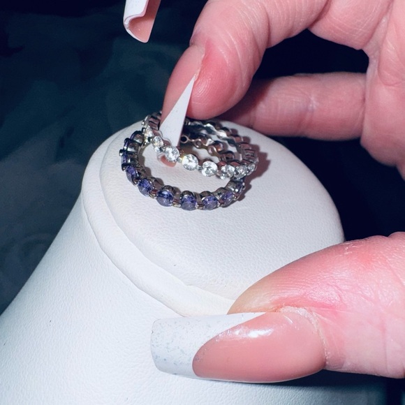 Multi Color 3 Band Set Of Eternity Rings Stackable Wedding Bands Size  7 - Picture 12 of 16